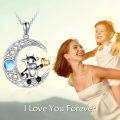 wholesale 925 Sterling Silver Moonstone Cow Pendant Necklace with Heart Charm for Women's Halloween Jewelry-0-1