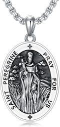 wholesale 925 Sterling Silver &  St Peregrine Medal Pendant Necklace for Men/Women - Catholic Protection s-0-0