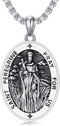 wholesale 925 Sterling Silver &  St Peregrine Medal Pendant Necklace for Men/Women - Catholic Protection s-St Peregrine Necklace