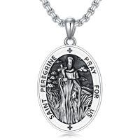 wholesale 925 Sterling Silver Saint Peregrine Medal Pendant-St Peregrine Necklace