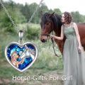 wholesale 925 Sterling Silver Heart-Shaped Blue Crystal Horse Head Pendant Necklace for Women's s-0-3