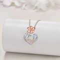 wholesale 925 Sterling Silver Heart-Shaped Rose Gold Cherry Blossom Pendant I Love You Mom Necklace - Mother's Day Gifts for Moms-0-3