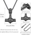 wholesale 925 Sterling Silver Viking Mjolnir Thors Hammer Pendant Necklace with Rune Design and Black Plating for Men & Women-0-5