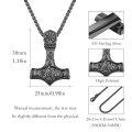 wholesale Copper Viking Thor Hammer Mjolnir Pendant Necklace With Vegvisir Valknut Design-0-5