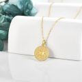 wholesale Gold 14K Yellow Gold Round Sun Evil Eye Pendant Necklace for Women Girl's Gift Jewelry Accessories-0-2