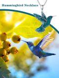 wholesale 925 Sterling Silver Turquoise Inlay Hummingbird Pendant Necklace for Women  45cm Chain Length-0-3