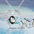 wholesale 925 Sterling Silver Heart-Shaped Pendant with Penguin Charm - Gifts for Her-0-3