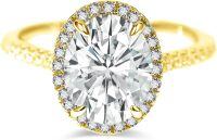 wholesale Gold 10k Moissanite 1ct Oval Halo Ring for Women Engagement Wedding-B-Yellow Gold 5