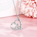 wholesale 925 Sterling Silver Heart Pendant with Dog Charm and Cubic Zirconia - I Love You Forever Necklace for Women-0-2