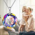 wholesale 925 Sterling Silver Rainbow Crystal Cat Pendant Necklace with Rose Gold Plated Kitty Charm s for Women Girls-0-4