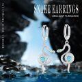 wholesale 925 Sterling Silver Snake Drop Earrings White Gold Plated Turquoise Stone Women Jewelry-0-11