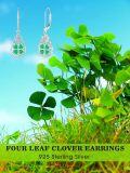 wholesale 925 Sterling Silver Green Enamel Celtic Knot Drop Earrings Luck Charm Jewelry for Women Gifts 4-Leaf Clovers Irish Style-0-2
