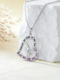 wholesale 925 Sterling Silver Multicolor Crystal Gymnastics Girl Heart Cross Volleyball Pendant Necklace for Women-0-3
