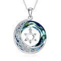 TOUPOP 925 Sterling Silver Crystal Sun Moon Star Pendant Necklace-0-0