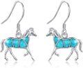 wholesale 925 Sterling Silver Turquoise Horse Shape Dangle Drop Earrings for Women-0-0