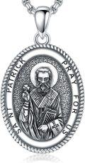 wholesale Sterling Silver Saint Medal Oval Necklace for Men Women Religious Jewelry-0-74