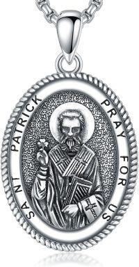 wholesale Sterling Silver Saint Medal Oval Necklace for Men Women Religious Jewelry-20-Saint Patrick Necklace