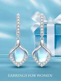 wholesale 925 Sterling Silver Blue Moonstone Teardrop Leverback Dangle Earrings for Women-0-3