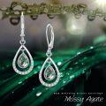 wholesale 925 Sterling Silver Teardrop Green Stone Leverback Earrings-0-5