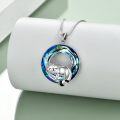 wholesale 925 Sterling Silver Blue Crystal Round Cutout Animal Charm Pendant Necklace for Women-0-2