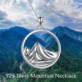 wholesale 925 Sterling Silver Mountain Peak Circle Pendant Necklace for Women Girls Nature Inspired s 45cm Chain Length-0-5