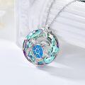 wholesale 925 Sterling Silver Blue Opal Sea Turtle Pendant Necklace with Starfish Charm and Rainbow Crystals for Women-0-4