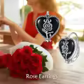 TOUPOP Sterling Silver Black Agate Butterfly Celtic Rose Leverback Dangle Earrings-0-5
