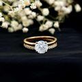 TOUPOP 10k 14k 18k Gold Moissanite Women's Wedding Ring Set With Engraving-0-1