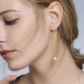 wholesale 14k Gold Long Threader Earrings with Pearl Dangle Ear Line s-0-1