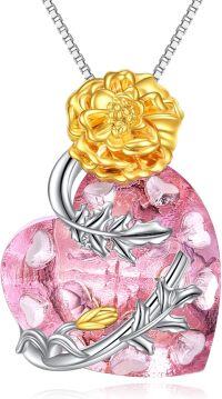 wholesale 925 Sterling Silver Birthstone Birth Flower Necklace for Women Her Mom Sister-10-October-Marigold