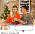 wholesale TOUPOP Birthstone Cross Bracelet For Women 925 Sterling Silver Cross Infinity Bracelet Fine Jewelry Birthday Christmas Gifts For Her Girlfriend Wife -0-2