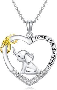 wholesale 925 Sterling Silver Birthstone Elephant Heart Necklace for Women-November