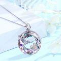 wholesale 925 Sterling Silver Rainbow Crystal Hummingbird Flower Pendant Necklace for Women-0-3
