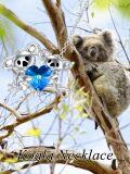 wholesale 925 Sterling Silver Koala Heart Pendant Necklace with Blue Crystal and Chain for Women Girls  45cm Length-0-5