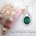 wholesale 925 Sterling Silver 11 8mm Oval Birthstone Crystal Teardrop Pendant Necklace-0-1