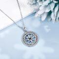 wholesale 925 Sterling Silver Compass Pendant Necklace with Blue Opal Stones for Nature Lovers Gifts-0-2