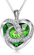 wholesale 925 Sterling Silver Heart Crystal Moon Star Necklace Women s Birthstone Jewelry Gift-0-0