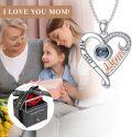 wholesale 18K White Gold Plated Silver & Moissanite 100 Languages I Love You Projection Heart Mom Necklace with Rose Gift Box-0-3