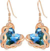 wholesale 925 Sterling Silver Infinity Heart Birthstone Crystal Earrings for Women-12-Dec-Topaz Blue