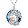 TOUPOP Sterling Silver Crystal Tree Of Life Sister Necklace Gifts For Women-0-0