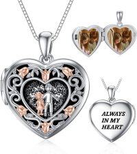 wholesale TOUPOP Locket Necklace Father Daughter Locket Mother Daughter Locket Necklace Sister Locket Family Locket Rose Heart Locket Pendant Necklace S925 Sterling Silver Gift Always In My Heart Locket -undefined
