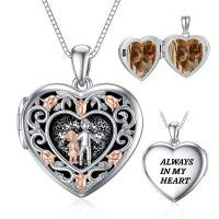 TOUPOP Sterling Silver Rose Heart Locket Pendant Necklace Gift Always In My Heart-undefined