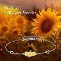 wholesale 925 Sterling Silver Sunflower Charm Anklet with Hearts and Leaves Beach Foot Chain  for Women-0-1