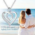 wholesale 925 Sterling Silver 925 & Cubic Zirconia Double Heart Pendant Necklaces for Women Gifts-0-1