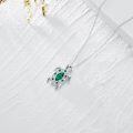 wholesale 925 Sterling Silver & Simulated Emerald Green Austrian Crystal Sea Turtle Necklace-0-2
