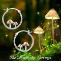 wholesale 925 Sterling Silver Mushroom Studs Hoop Earrings for Women Girls Forest Nature  Idea 48x36mm-0-5