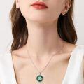 wholesale 925 Sterling Silver Malachite Round Compass Pendant Necklace for Women's Graduation Gifts-0-1