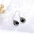 wholesale 925 Sterling Silver Black Onyx Teardrop Tree Of Life Drop Earrings-0-3