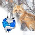 wholesale 925 Sterling Silver Blue Crystal Fox Head Pendant Necklace with Chain-0-5
