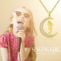 wholesale 925 Sterling Silver Gold Plated Crescent Moon Singing Girl Cz Pendant Necklace-0-4